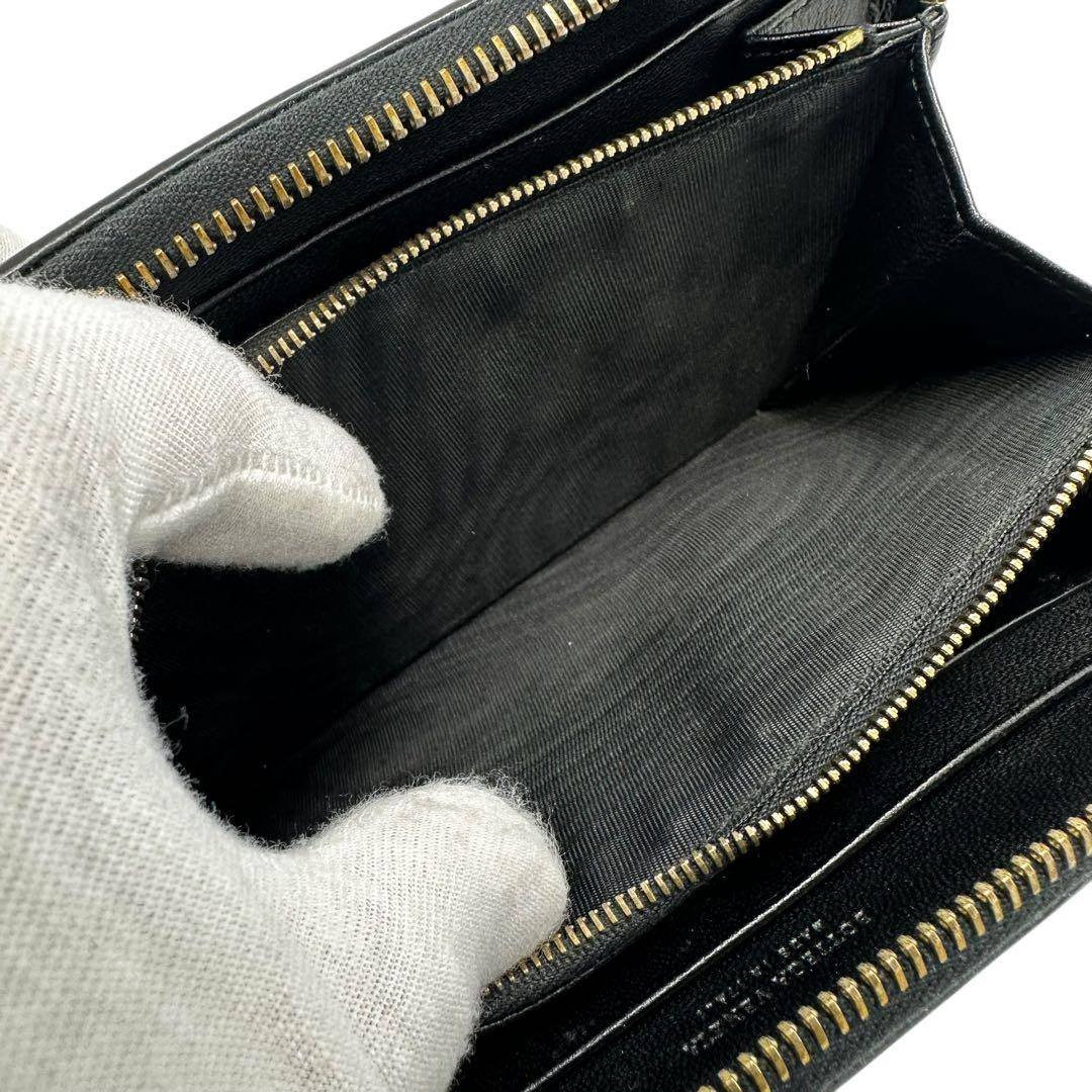 【極美品】箱付 ボッテガヴェネタ ブラック 長財布 イントレチャート 黒 本革