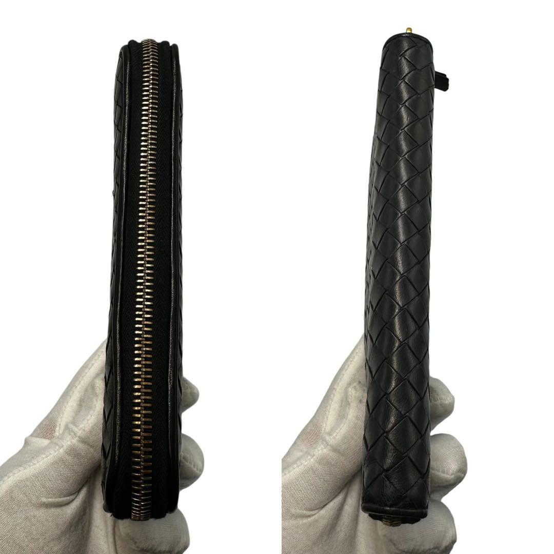 【極美品】箱付 ボッテガヴェネタ ブラック 長財布 イントレチャート 黒 本革