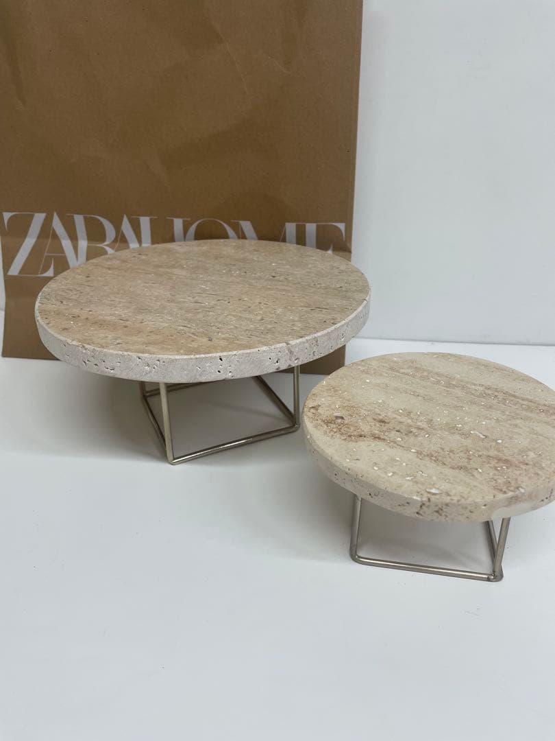 ザラホーム　大理石　キャンドルトレイ ディスプレイトレイ　大、小　2個