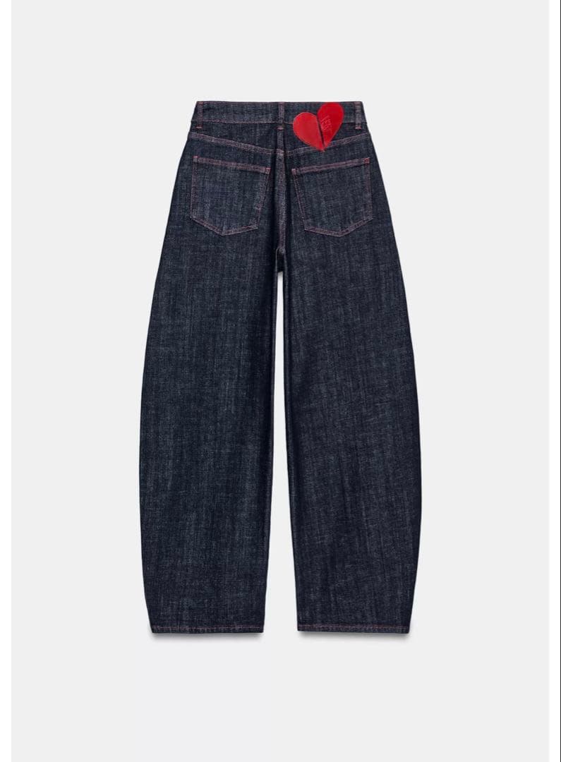 ZARA ハイウエストバレルフィットデニムパンツ