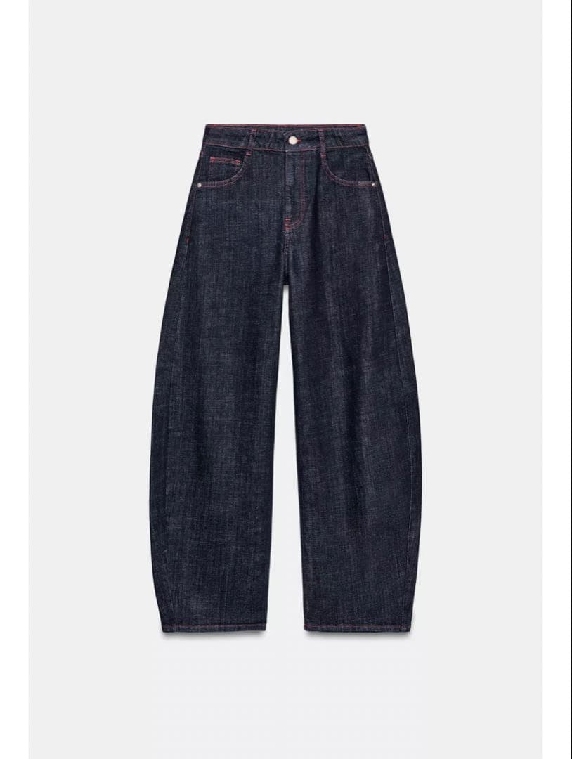 ZARA ハイウエストバレルフィットデニムパンツ