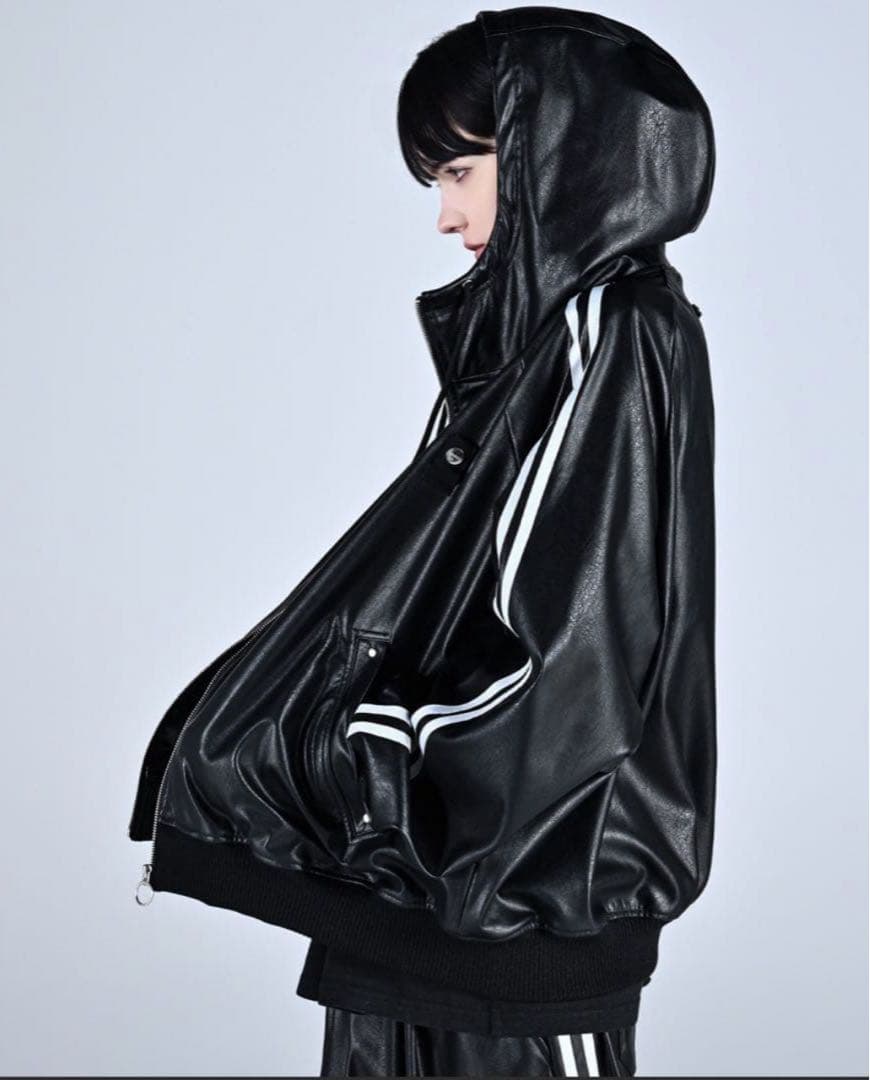 ADRER ラインスリーブトラックジップパーカージャケット ブラック系1