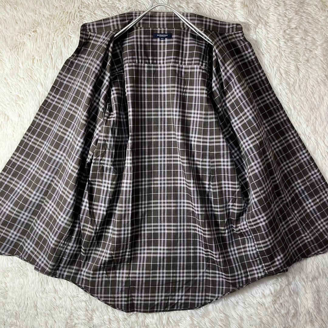 美品 バーバリーロンドン ノバチェックシャツ 刺繍 ホースロゴ LL XL