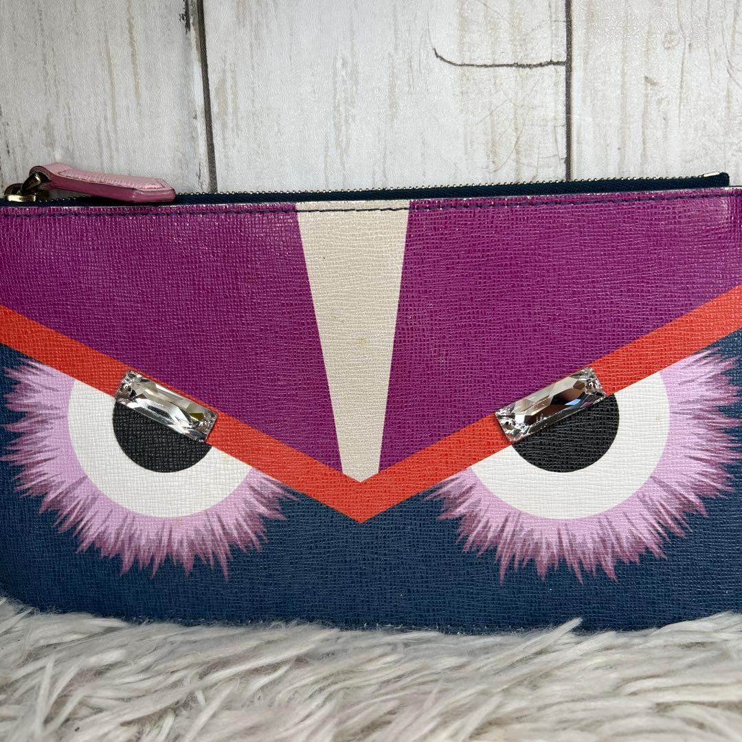 FENDI ポーチ　セカンドバッグ　モンスター　ストーン　ロゴ　PVC