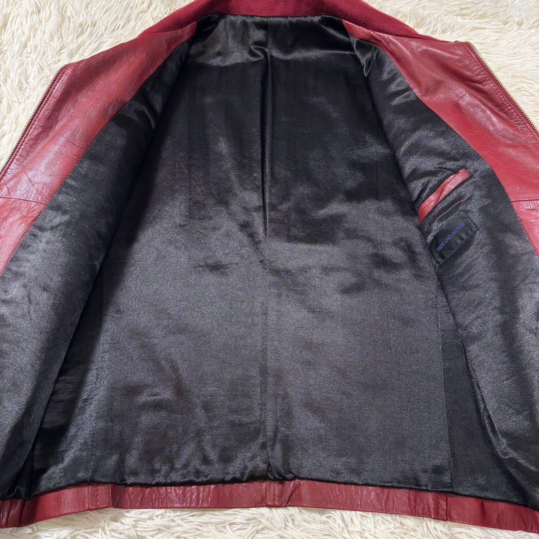 本革 TABLOID NEWS 山羊革 ゴートレザー シングルライダース 赤