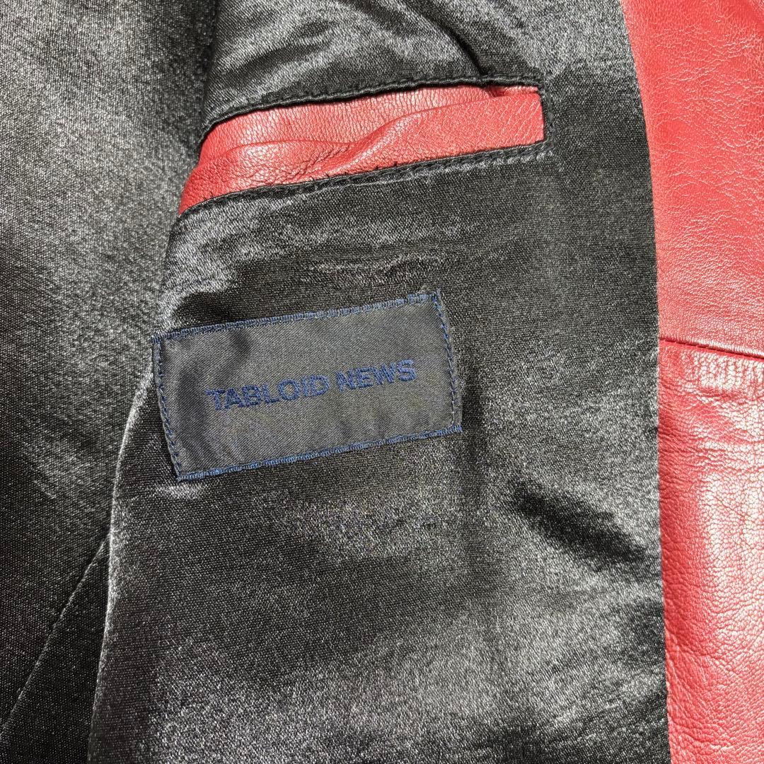 本革 TABLOID NEWS 山羊革 ゴートレザー シングルライダース 赤