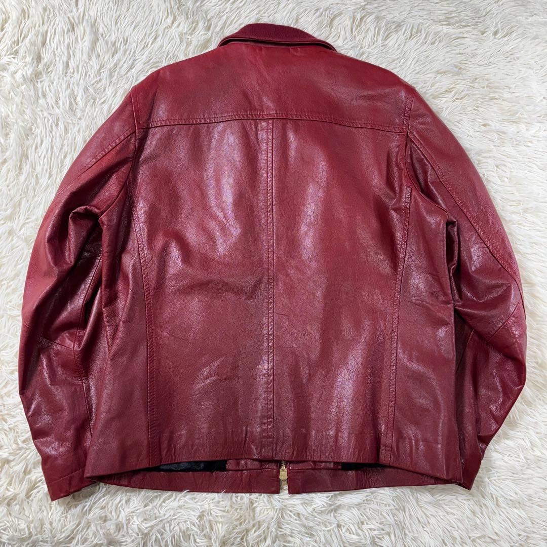 本革 TABLOID NEWS 山羊革 ゴートレザー シングルライダース 赤