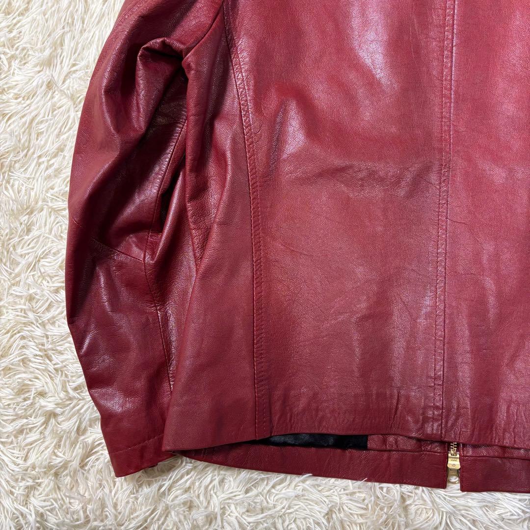 本革 TABLOID NEWS 山羊革 ゴートレザー シングルライダース 赤