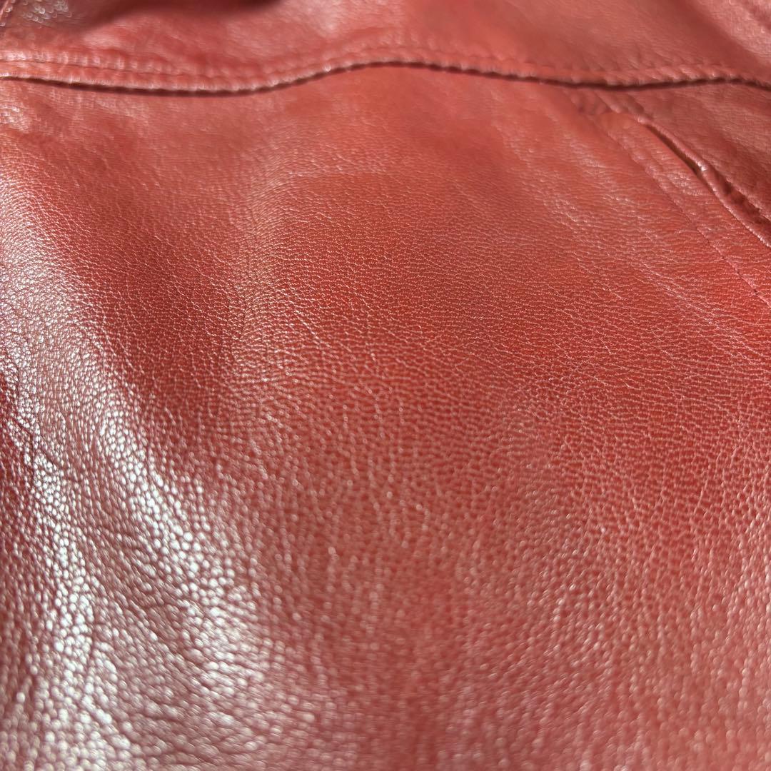 本革 TABLOID NEWS 山羊革 ゴートレザー シングルライダース 赤