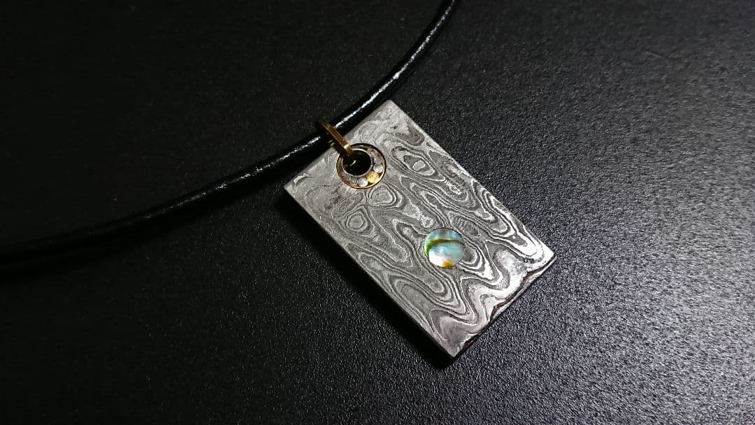 凌*様 ダマスカス・アバロンペンダント (ダマスカス鋼＋アバロン) ハンドメイド