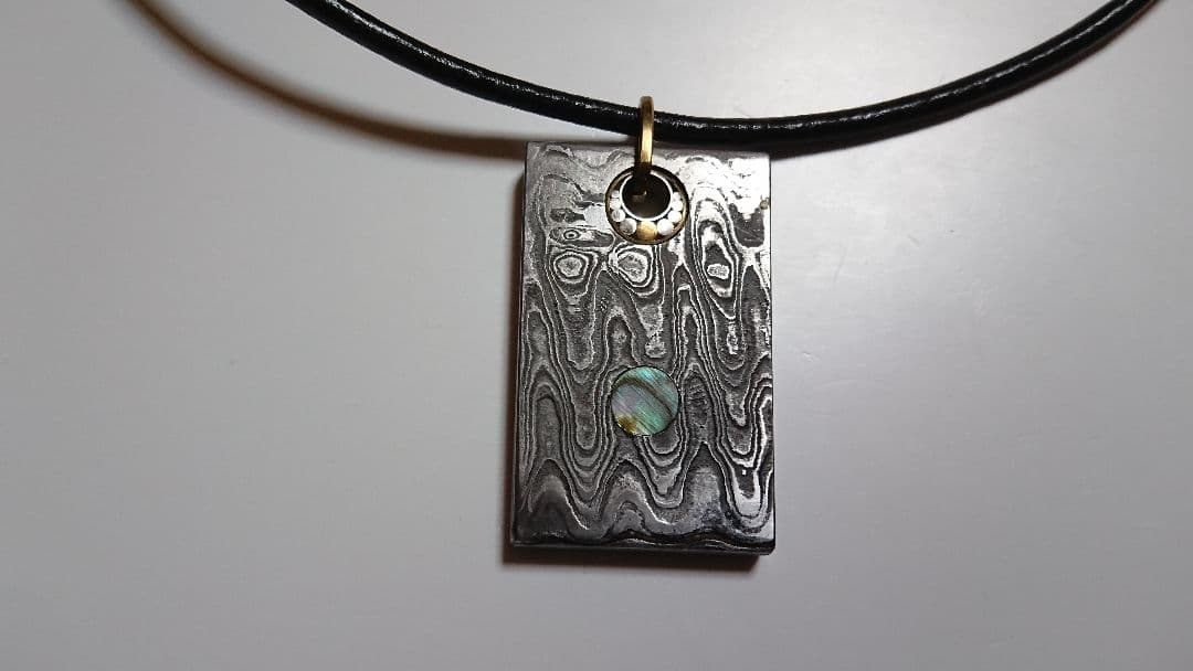 凌*様 ダマスカス・アバロンペンダント (ダマスカス鋼＋アバロン) ハンドメイド