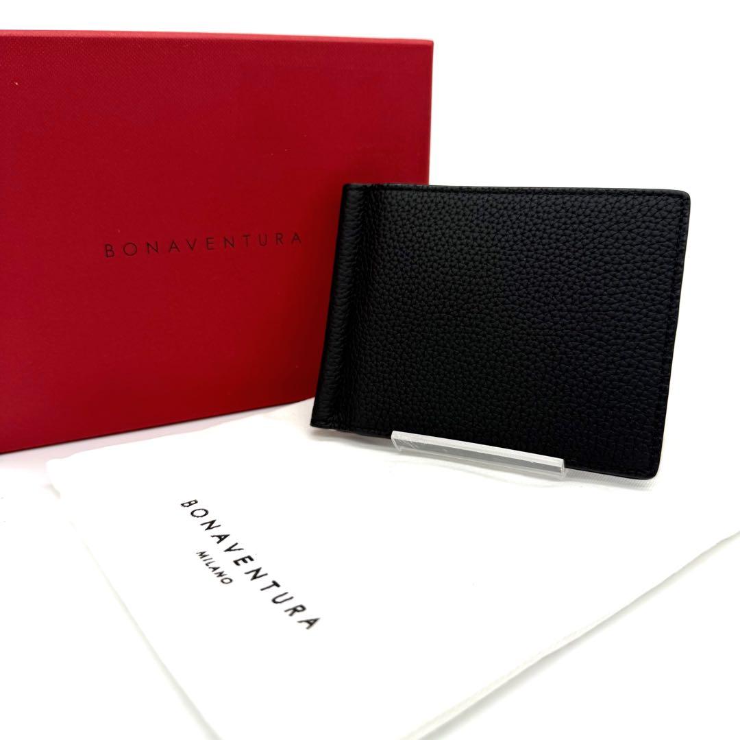 ★未使用品★ボナベンチュラ シュリンクレザー マネークリップ メンズ ブラック