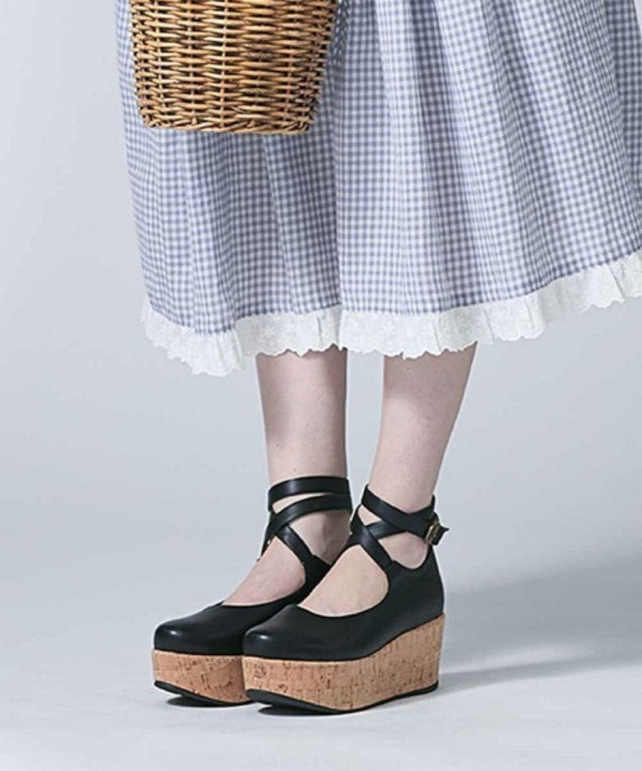 アナザーアンジェラス クロス ストラップ 厚底 パンプス 二足セット