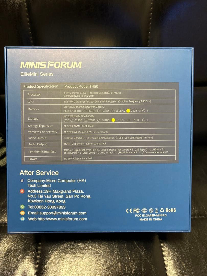 ミニPC MINISFORUM /i7/32GB/512GB/Win11Pro