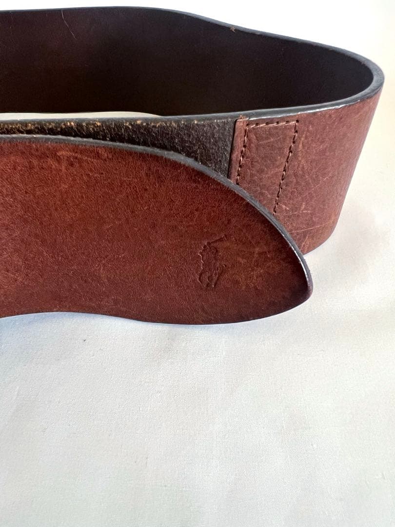 【Ralph Lauren】 激レア　ブラウンレザーベルト ダブルOリング　極太