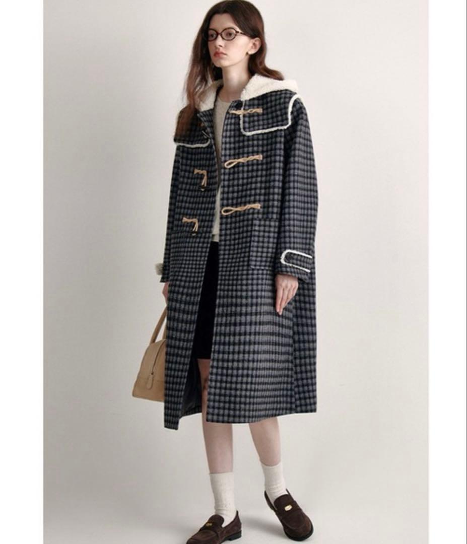 ダッフルコート ボアフード チェック FD24W345 Fano Studios