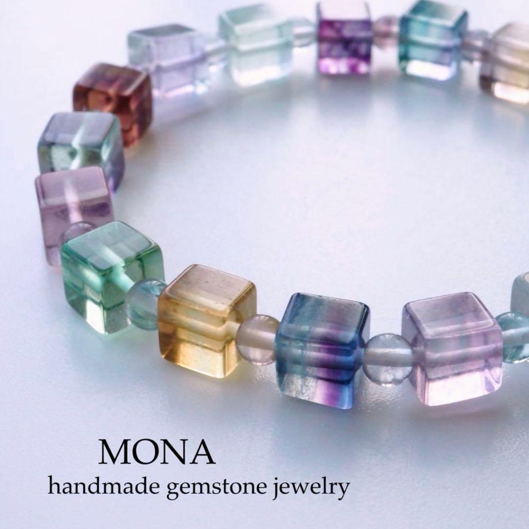 【Ruby】宝石質パステルカラーフローライトの大粒ピアス