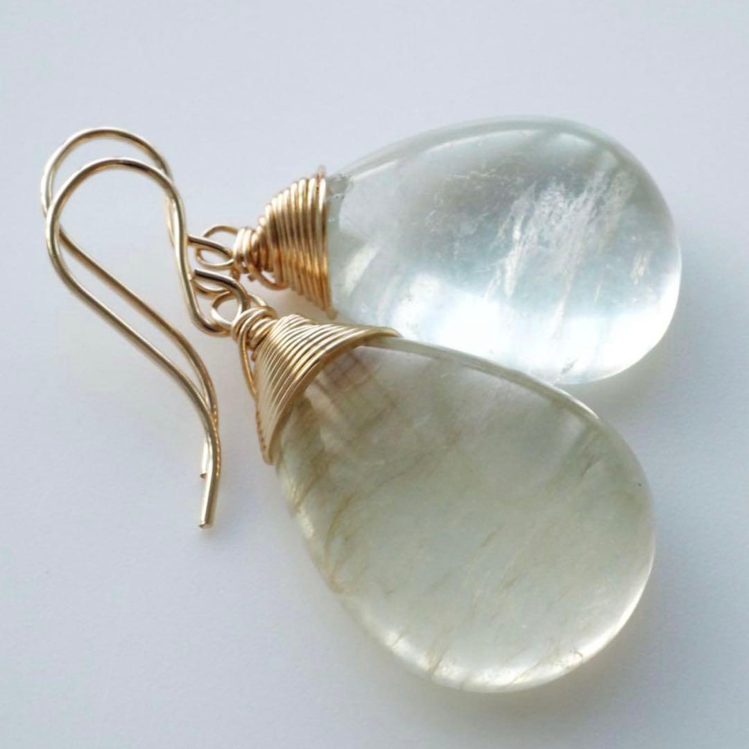 【Ruby】宝石質パステルカラーフローライトの大粒ピアス