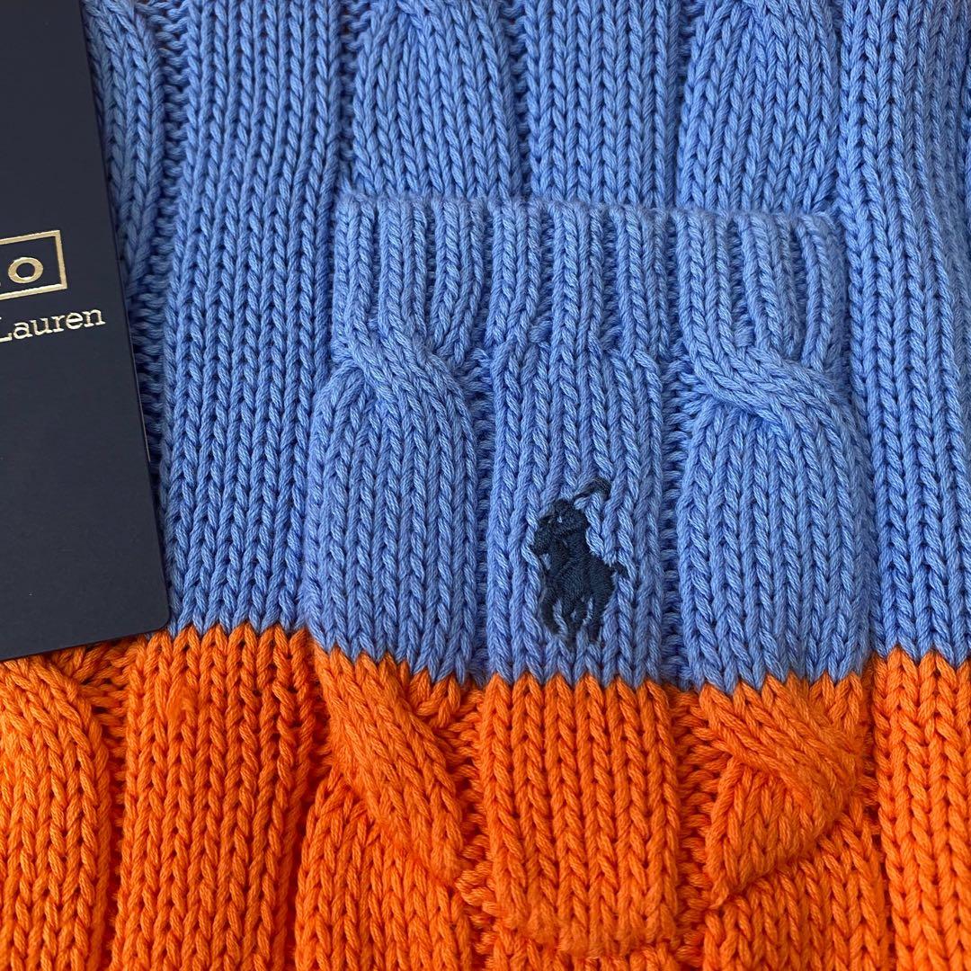 POLO RALPH LAUREN ポニー刺繍 ケーブルニット ピマコットン L