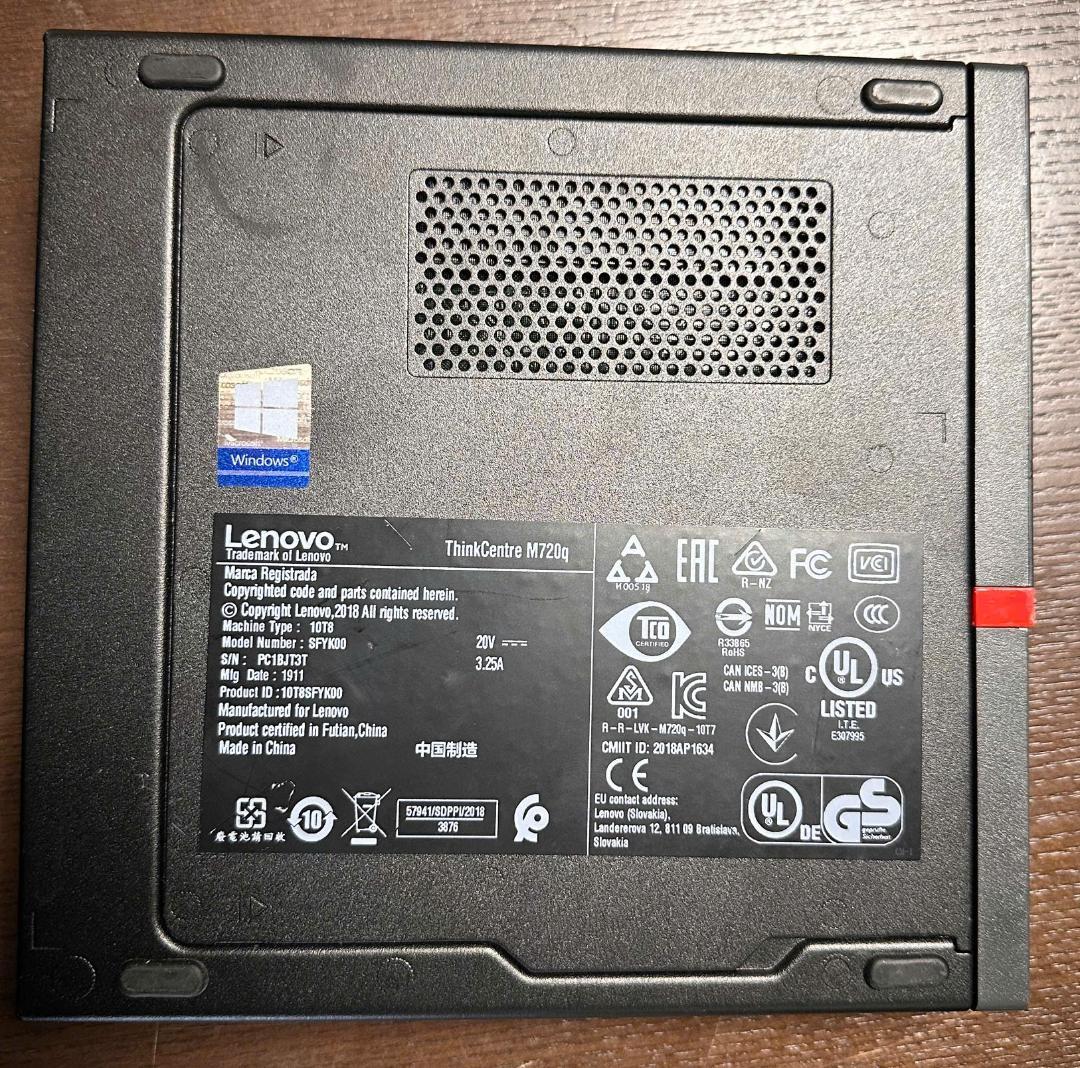 ミニPC Lenovo ThinkCentre m720q i5 8500T 8GB 06
