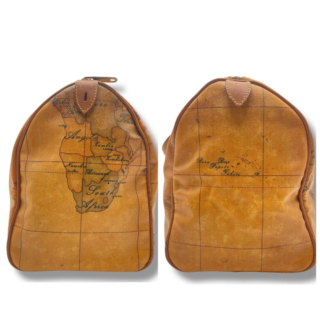 美品✨プリマクラッセ 2way ボストンバッグ PVC×レザー 地図柄 チャーム