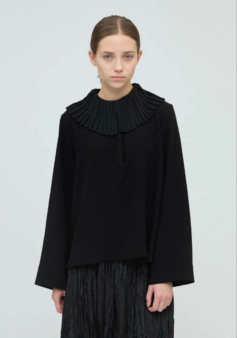 mizuiro ind プリーツカラーシャツプルオーバー