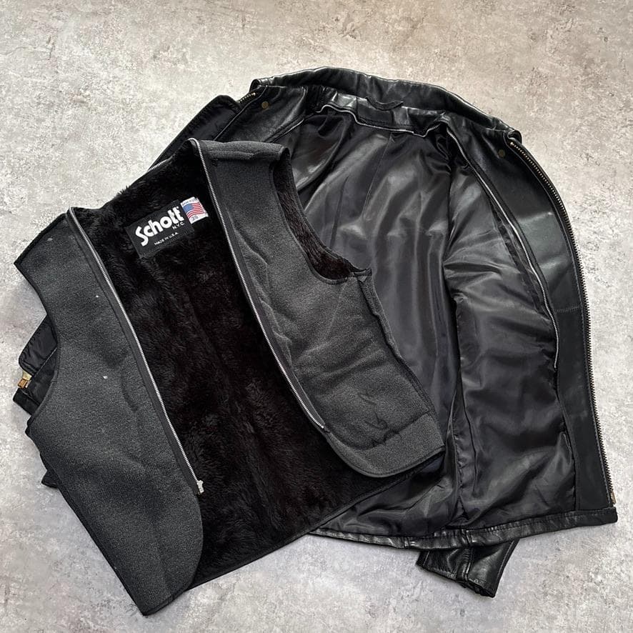 ショット 441PP ライナー 襟付 シングルライダース レザージャケット 36