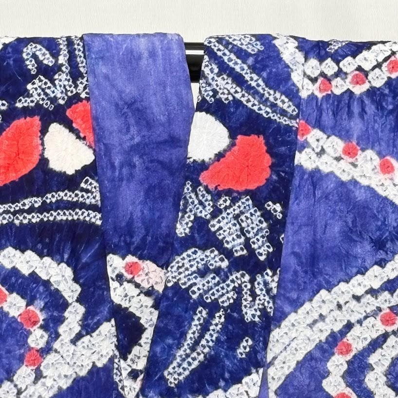 ゆりのはな　絞り浴衣　有松鳴海絞り　総絞り　浴衣　群青色系　綿　絞り　H105