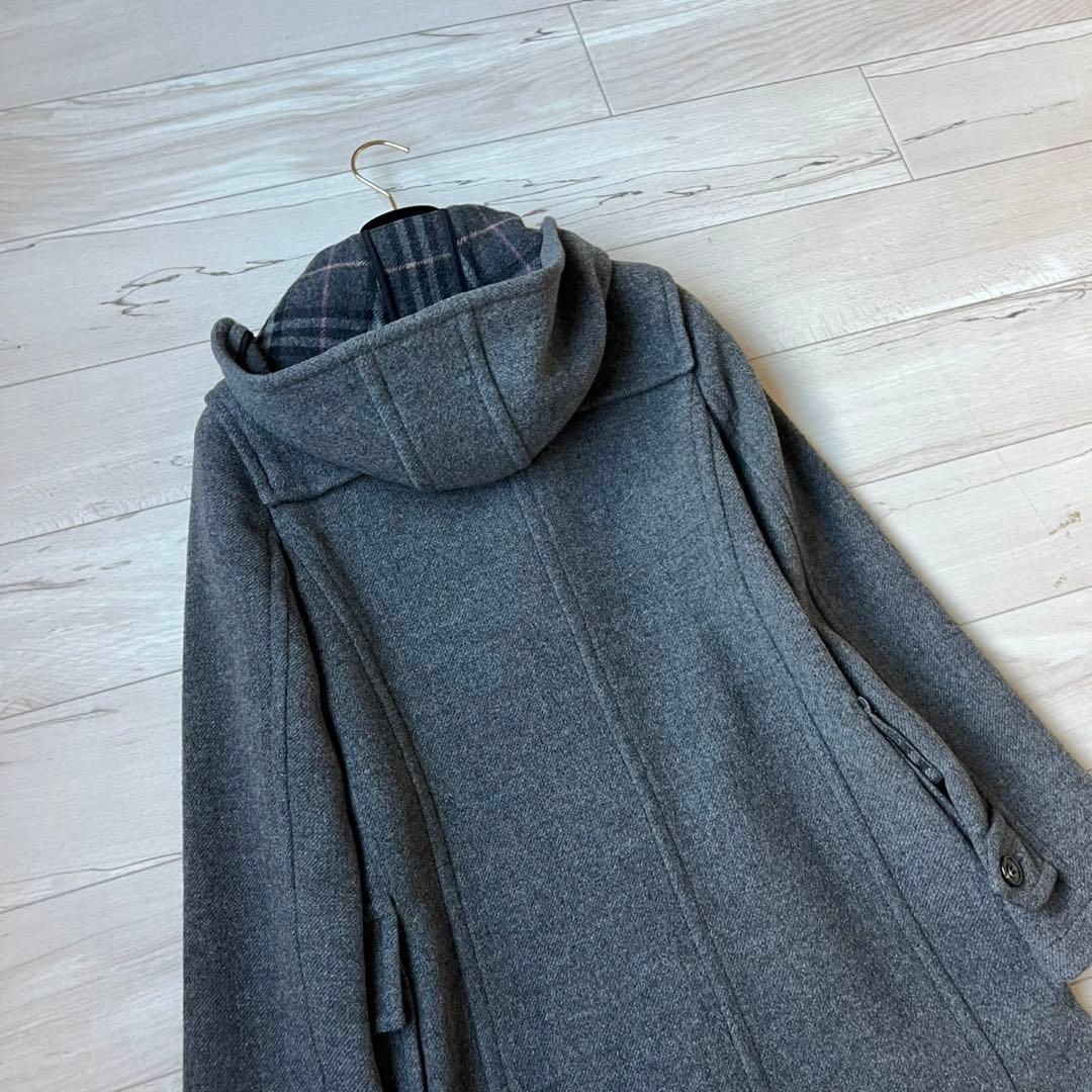 希少カラーピンクチェック　バーバリーブルーレーベル　ダッフルコート　ウール100