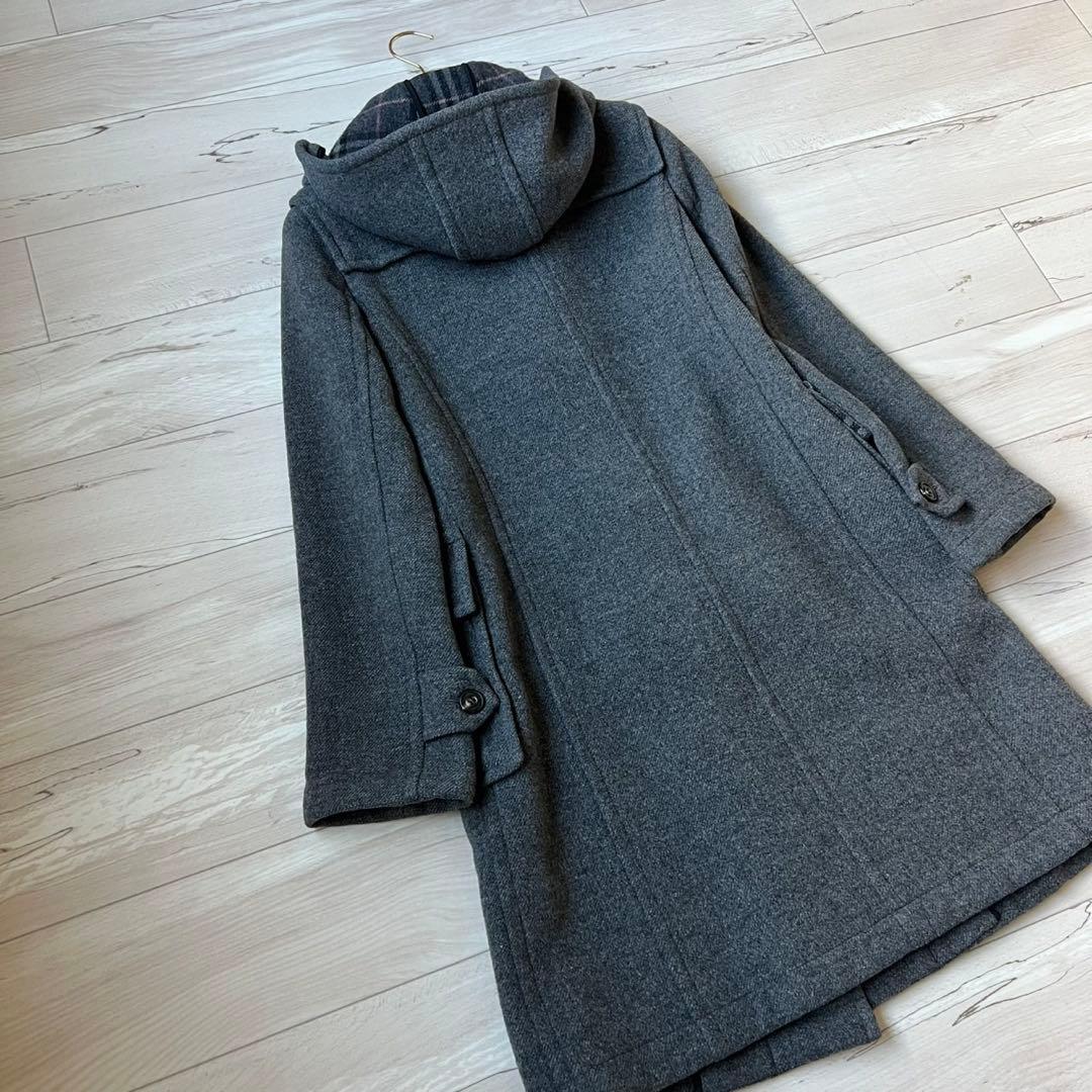 希少カラーピンクチェック　バーバリーブルーレーベル　ダッフルコート　ウール100