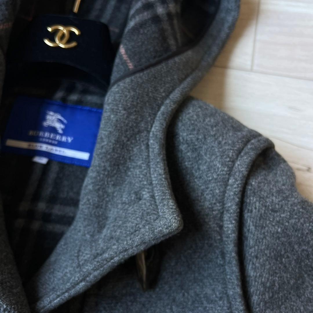 希少カラーピンクチェック　バーバリーブルーレーベル　ダッフルコート　ウール100