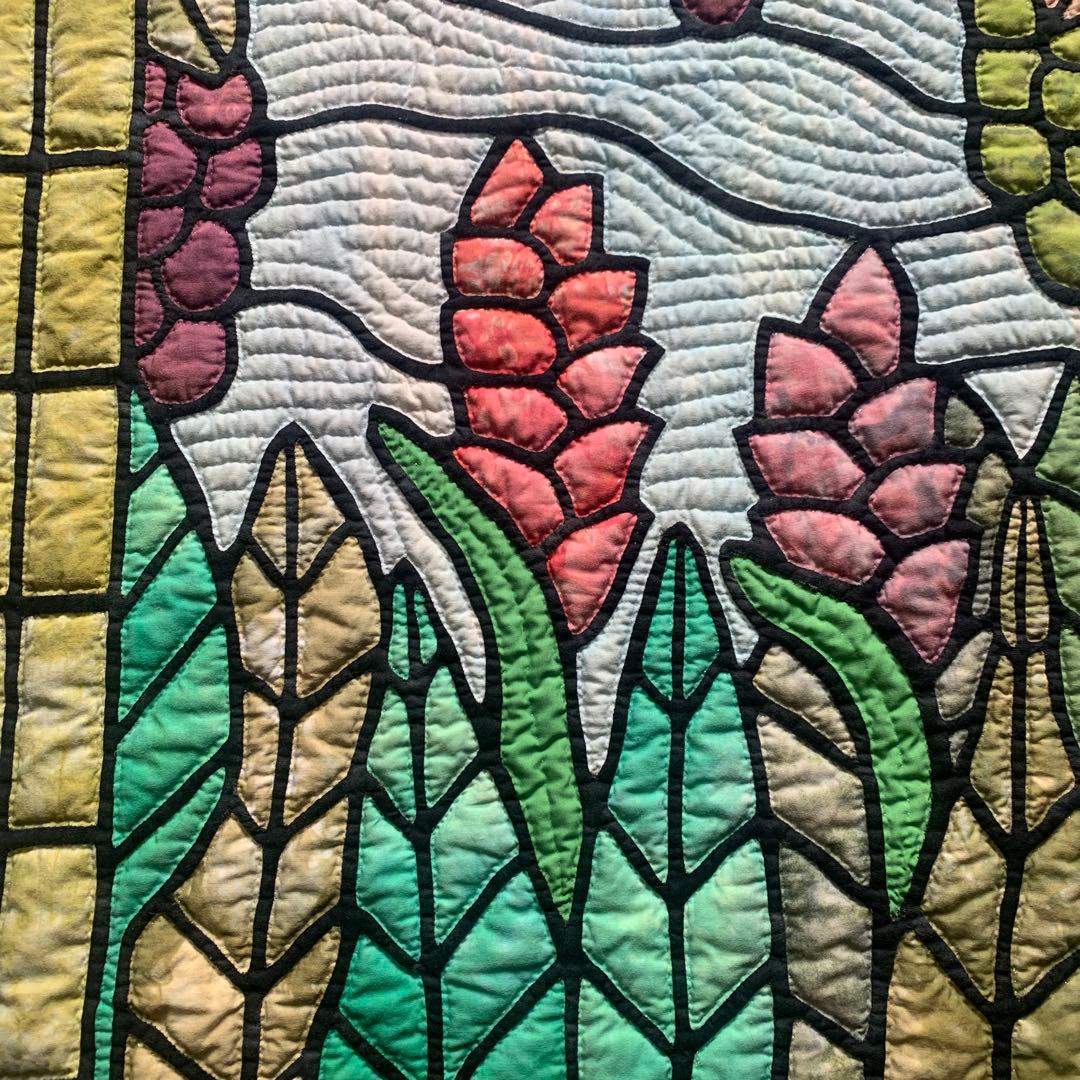 ハワイアンキルト ステンドグラスキルト 葡萄 ぶどう　大判　タペストリー