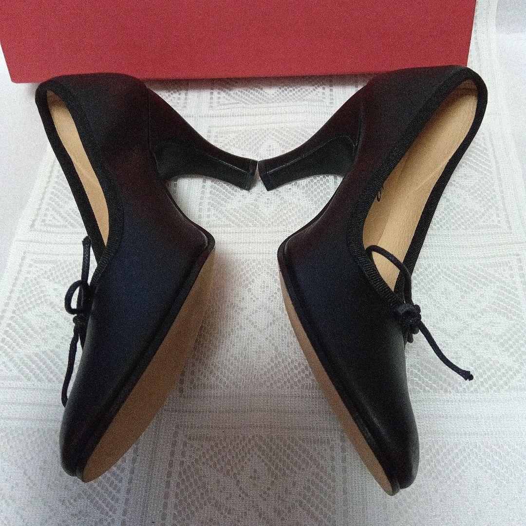 repetto 黒 36サイズ　 美品　ヒール　バレエシューズ　レザー