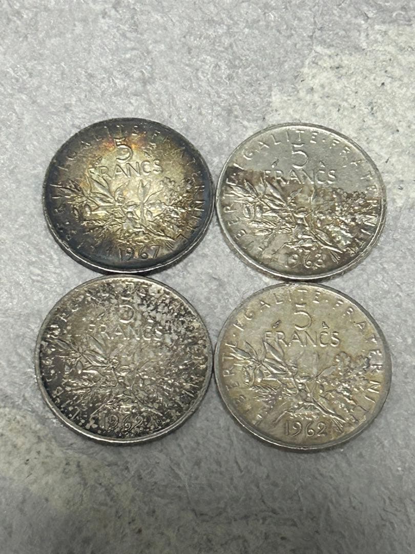 プ*！様 フランス5フラン銀貨 種を蒔くマリアンヌ 4枚