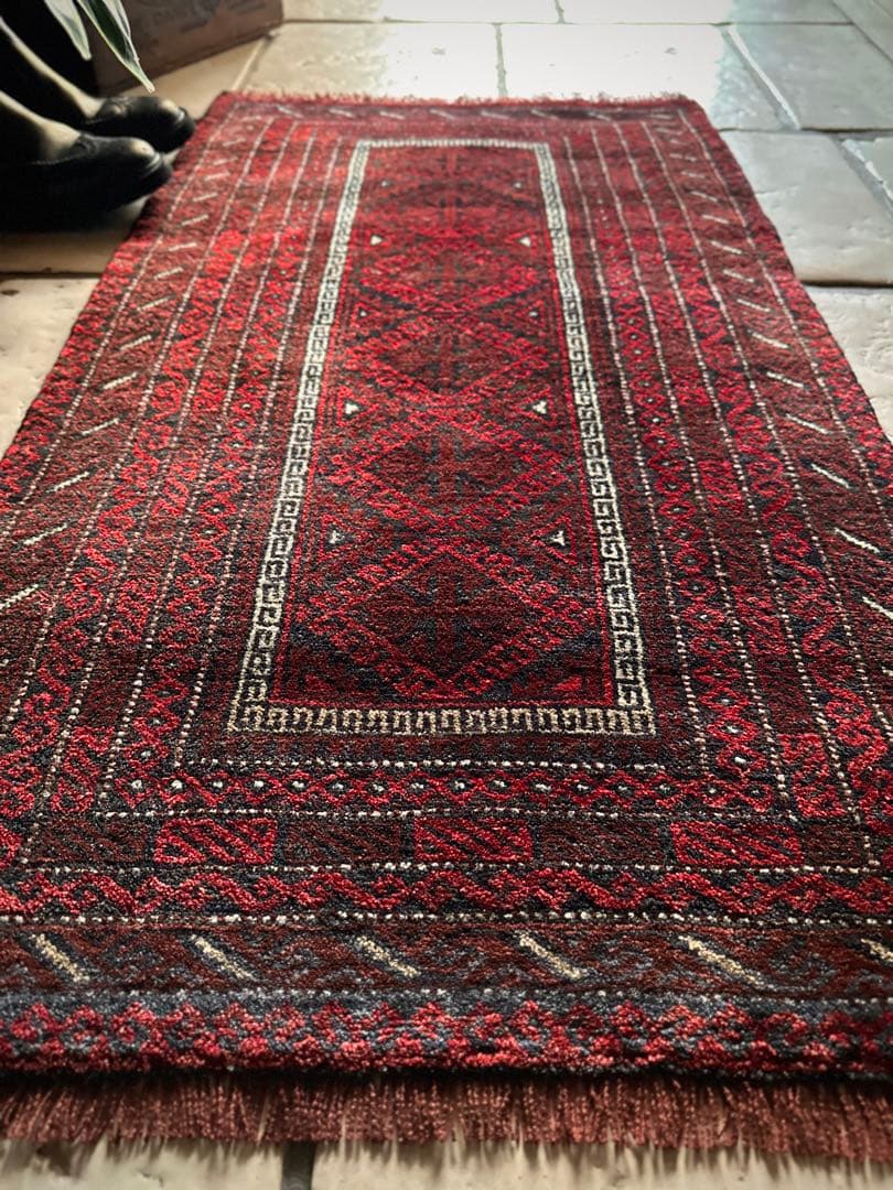 トライバルラグ　ヴィンテージラグ　アフガン　バルーチ族　プリミティブアート　美品