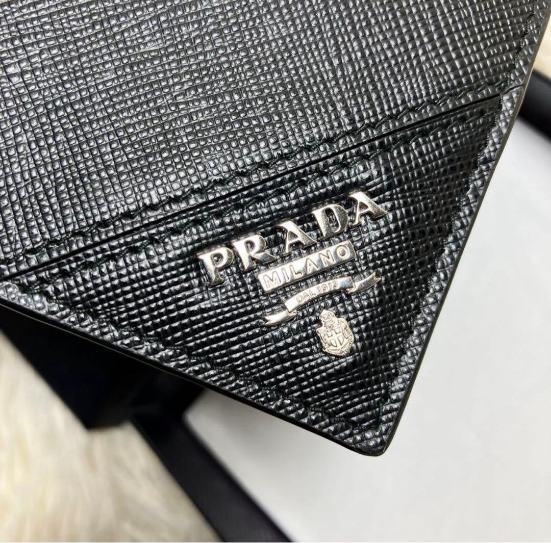 【未使用級】 プラダ サフィアーノ マネークリップ メタルロゴ 付属品完備