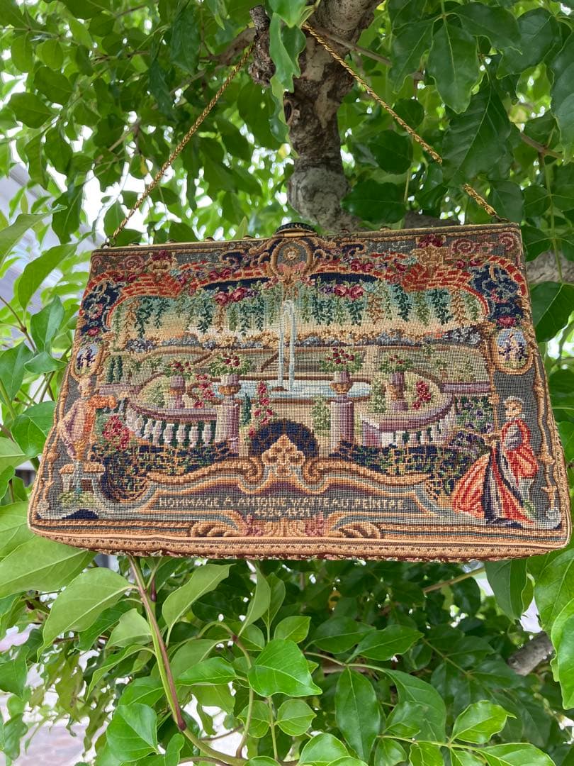 宮廷柄アンティーク プチポワン バッグ