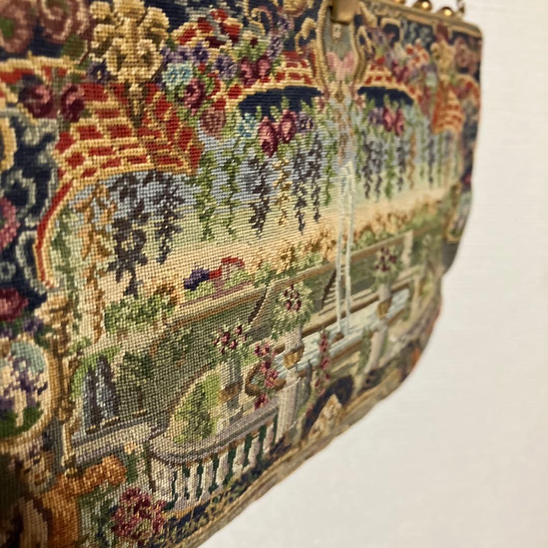 宮廷柄アンティーク プチポワン バッグ