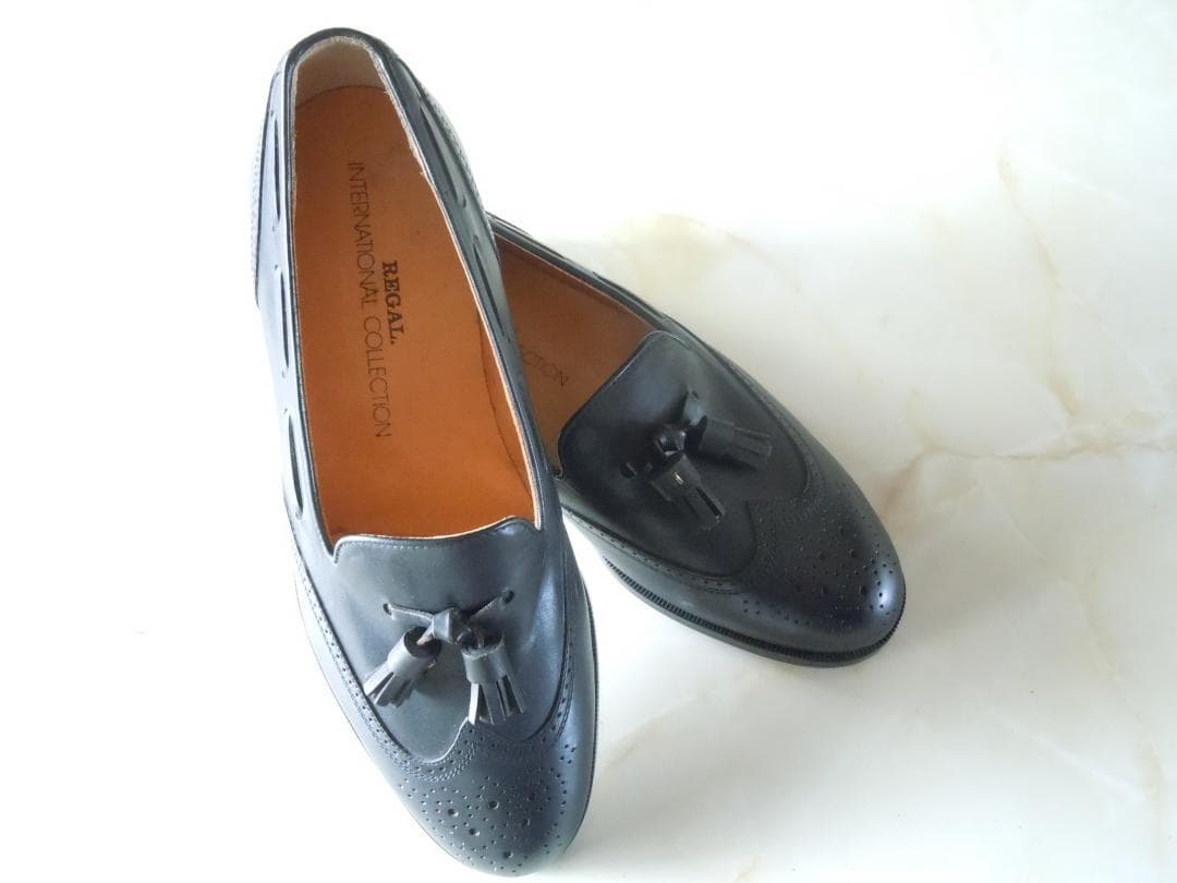 REGAL タッセルローファー ウイングタッセル 革靴 ブラック