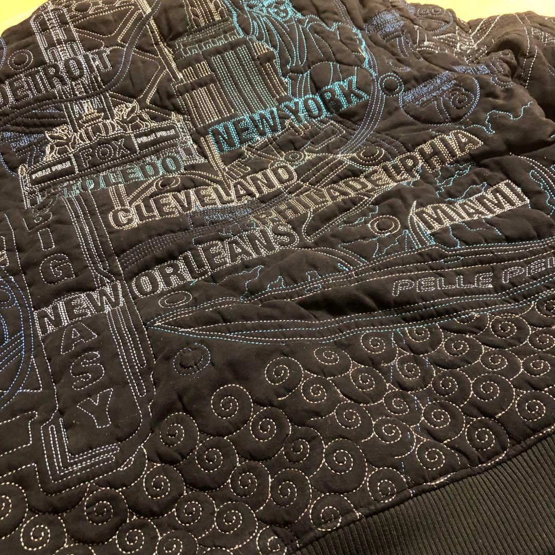 pelle pelle ペレペレ キルティング オール刺繍 ファー付 ジャケット