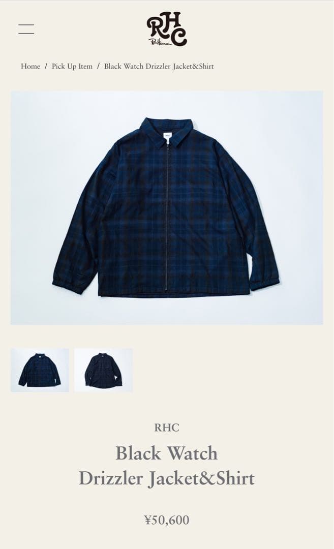 RHC ロンハーマン ネイビーチェック ジップブルゾン M