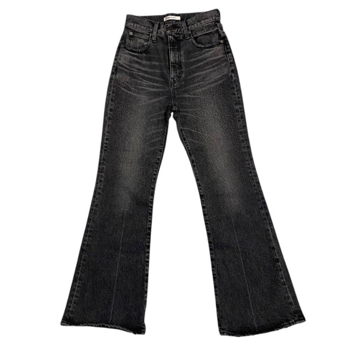 【美品】MOUSSY マウジー フレアデニム ブラック 25サイズ　人気