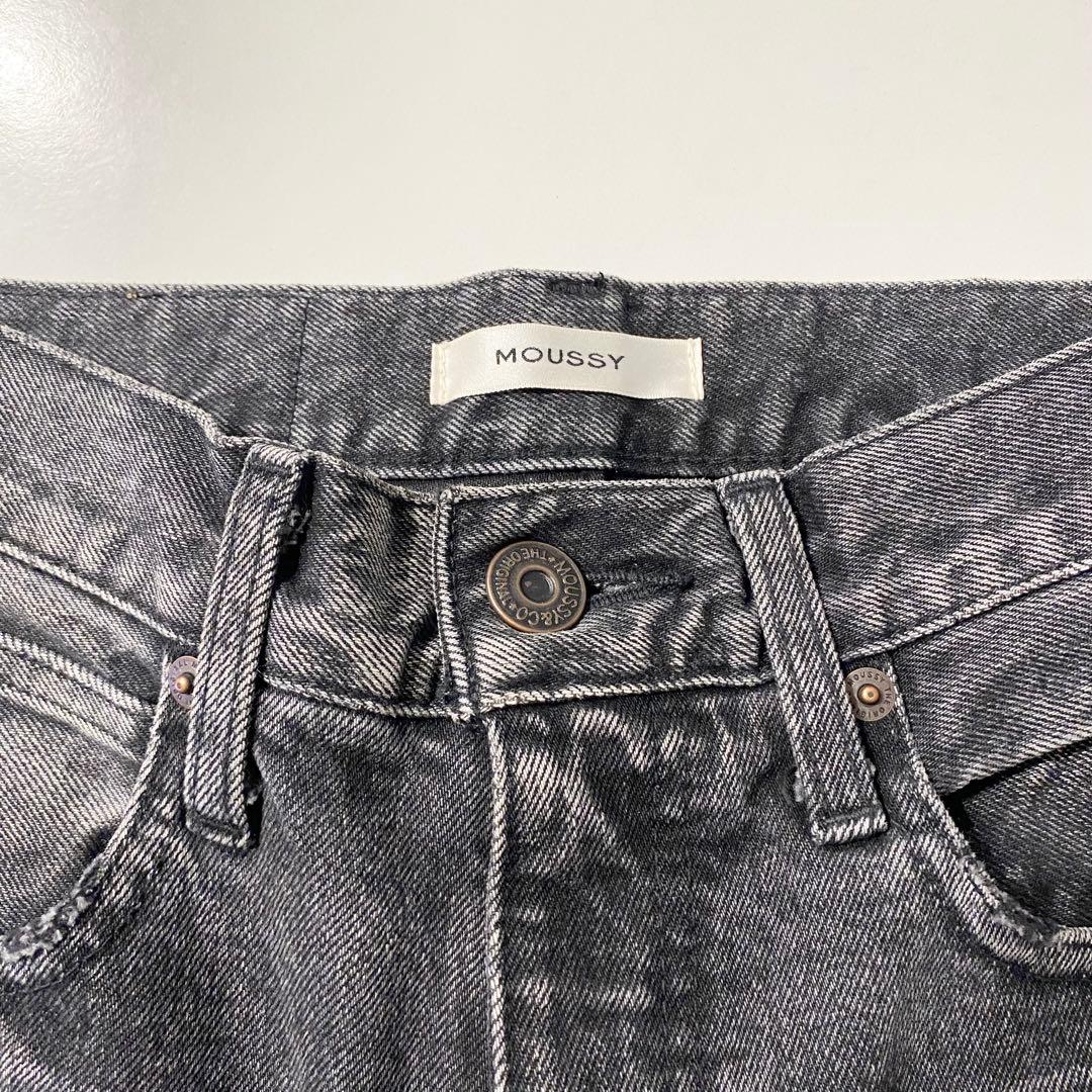【美品】MOUSSY マウジー フレアデニム ブラック 25サイズ　人気