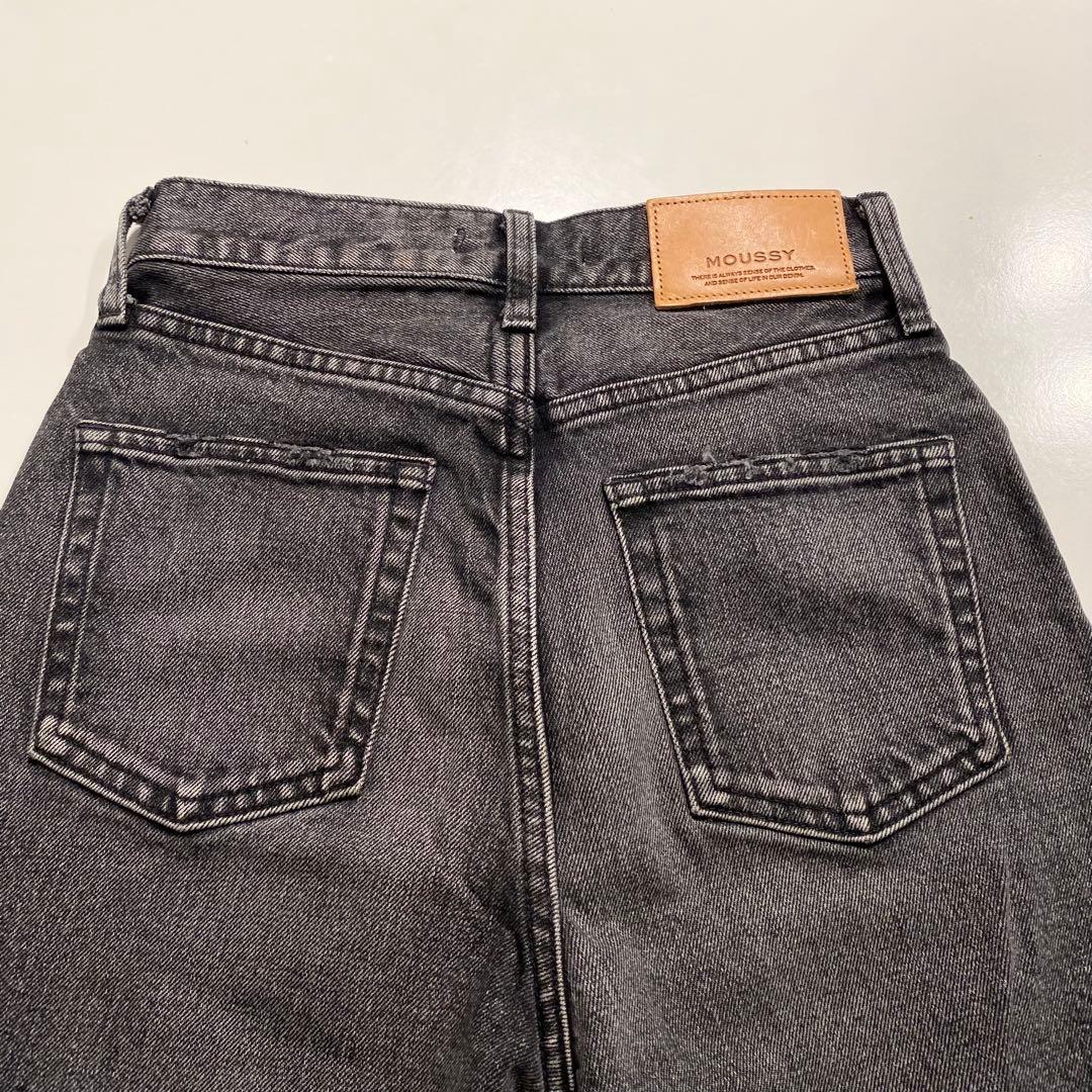 【美品】MOUSSY マウジー フレアデニム ブラック 25サイズ　人気