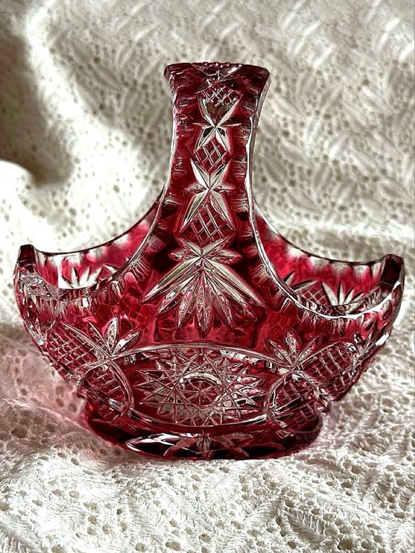 ⭐︎新品未使用⭐︎ 【NACHTMANN】ガラス製 バスケット 赤 ヴィンテージ