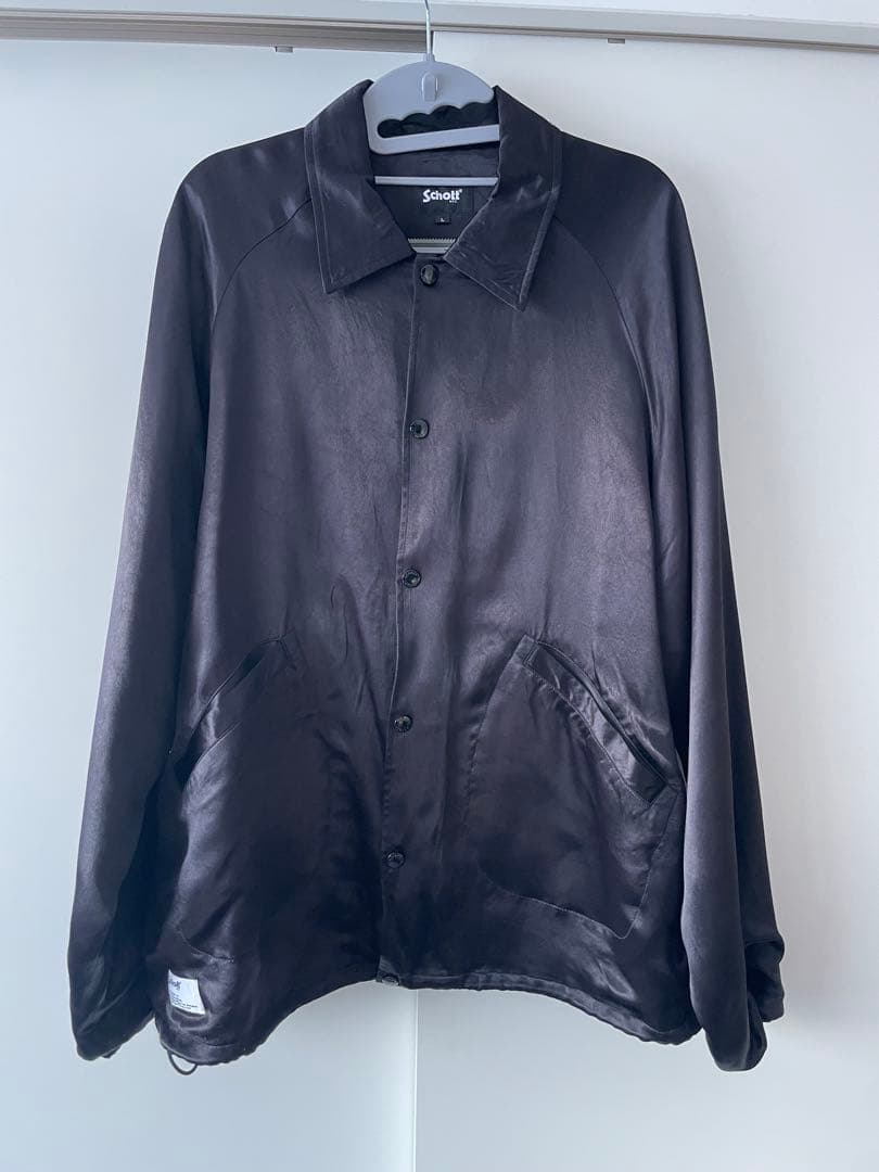 美品 schott ショット レーヨン コーチジャケット サテン L 黒