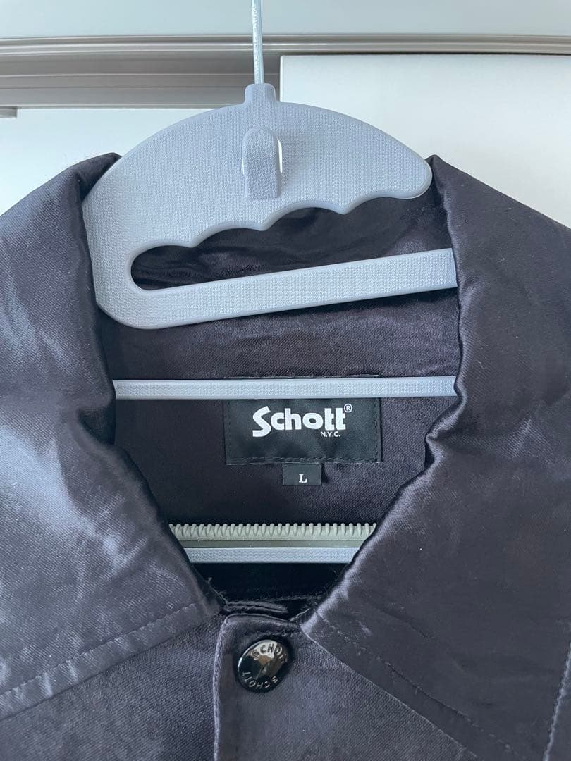 美品 schott ショット レーヨン コーチジャケット サテン L 黒