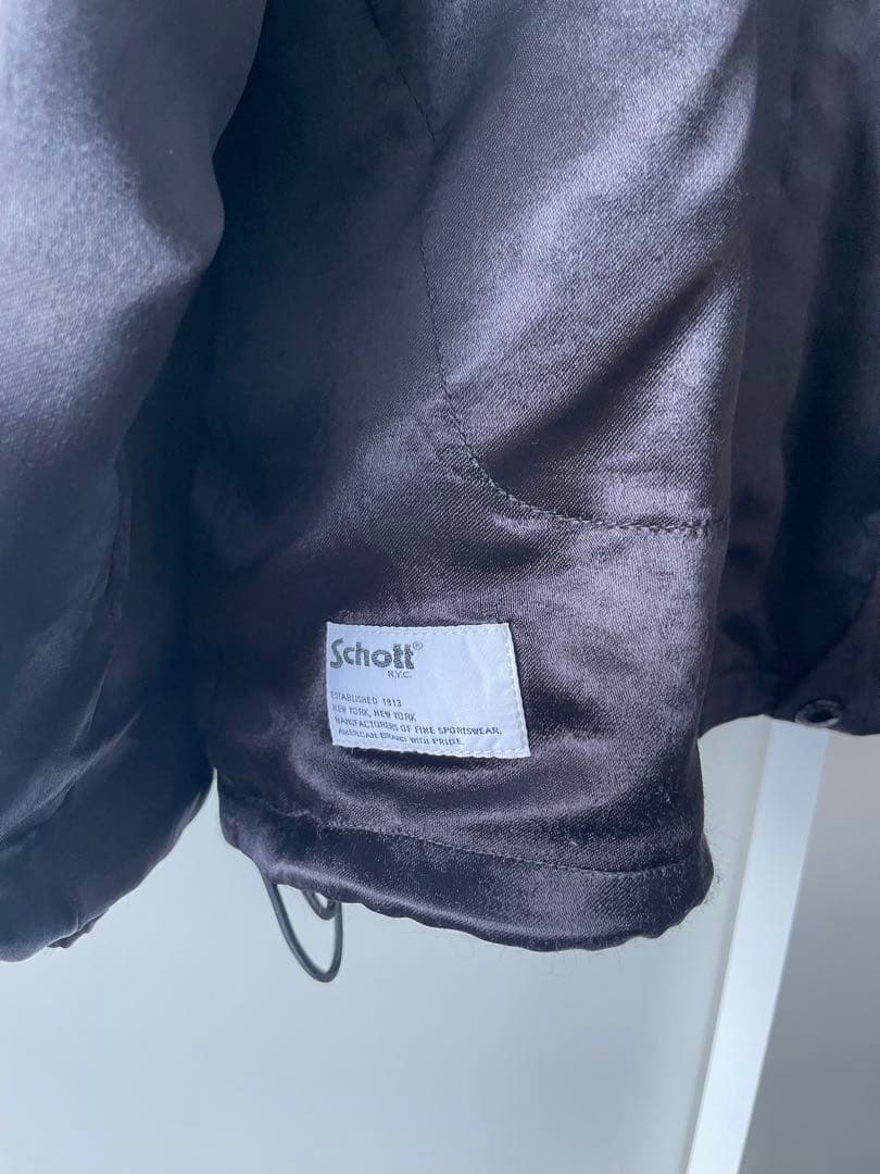 美品 schott ショット レーヨン コーチジャケット サテン L 黒