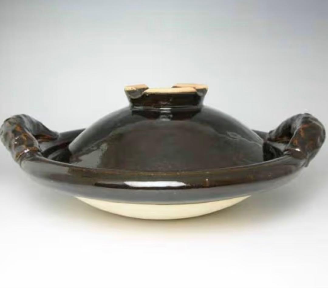 伊賀土楽 黒鍋★尺寸32cm スッポン鍋★浅い鍋