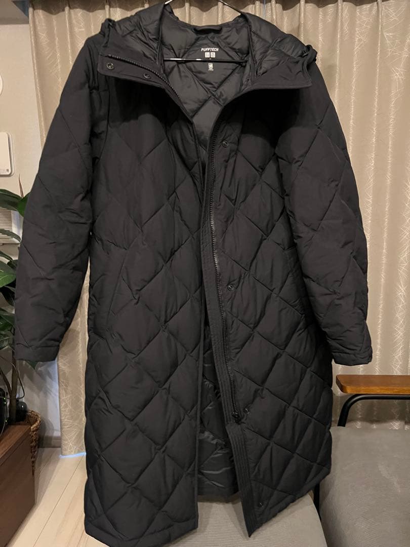 【美品】UNIQLO パフテックロングコート XS ブラック
